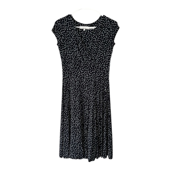 Sade New York Dresses & Skirts - Sade New York Navy Blue Dress Polka Dot Fit Flare Stretch Comfy Casual